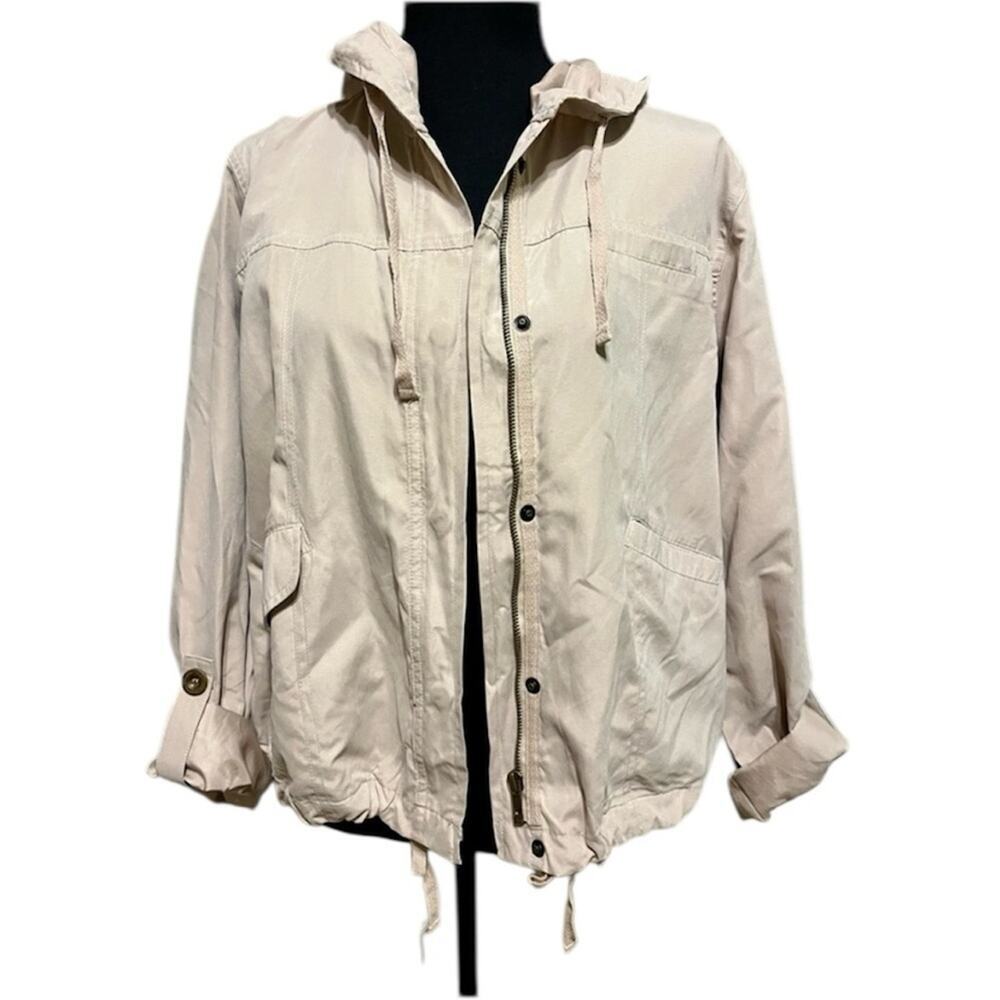 Mine Cream Hooded Cargo Jacket Large